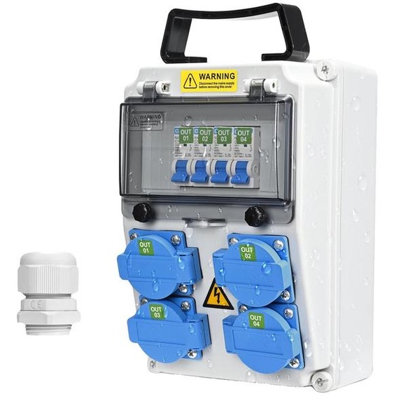 Boîtier de distribution électrique, conception étanche, compatible avec plusieurs prises, noir et blanc