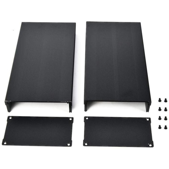 Boîtier en aluminium pour projets électroniques DIY, noir, dimensions 55x106x200 mm