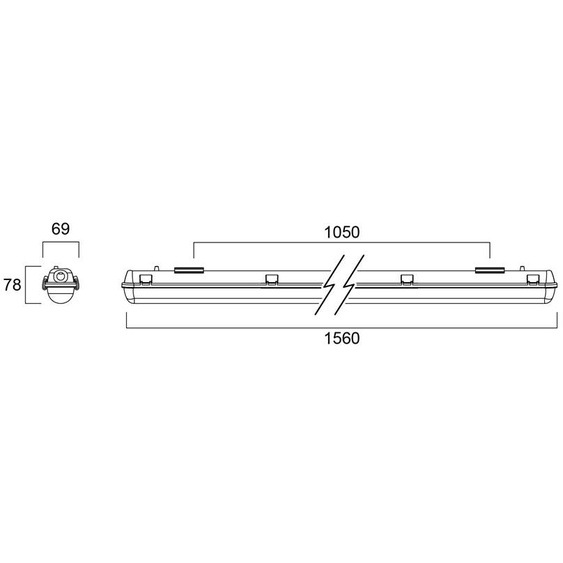 Boîtier vide START WATERPROOF pour deux tubes LED L1500mm - SYLVANIA - 0047924