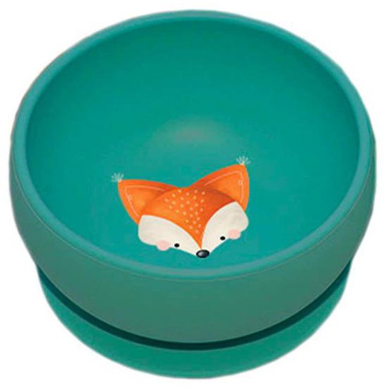 Bol En Silicone Avec Ventouse Animaux Vert Paon