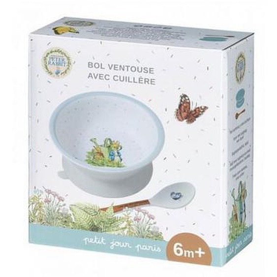 Bol ventouse avec cuillère Pierre Lapin Bleu