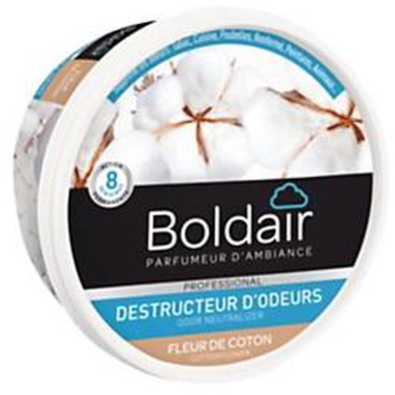 Boldair Destructeur dodeurs gel, parfum Fleur de coton - pot de 300 g