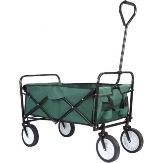 Bolderkar - Vert - Chariot de plage - Chariot de jardin pliable - Avec barre de poussée - Pour lextérieur - Capacité 115 kg - Tout-Terrain