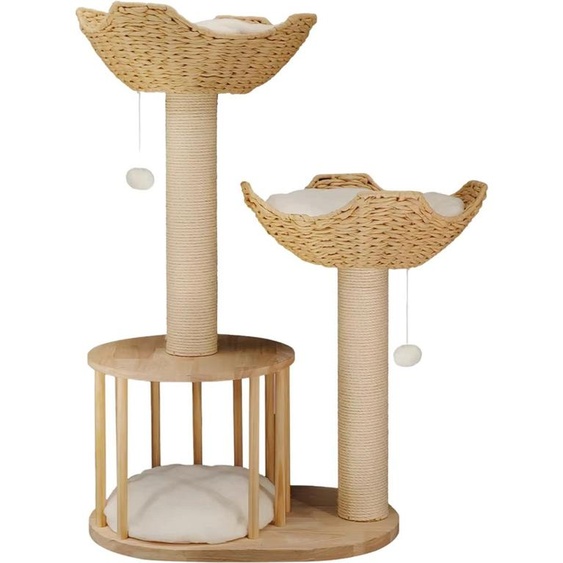 Bolt Edge Arbre à chat Woody 99cm - Arbre à chat avec balle de jeu et coussin moelleux - Bois massif