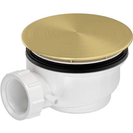 Aurlane - Bonde de Receveur Diamètre 90 mm - Capot Or Doré Brossé - Evacuation Horizontale