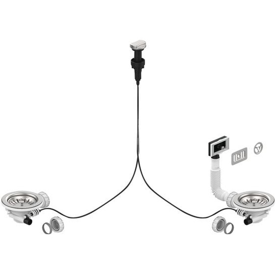 Bonde de vidage automatique D90mm pour évier double cuve - VALENTIN - 00 438000 000 00