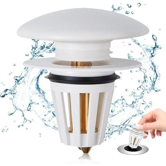 Bonde Lavabo Salle de Bain avec Couvercle en Céramique,Bouchon de Lavabo Pop-Up avec 2 Joints pour Baignoire pour Orifice de vidange
