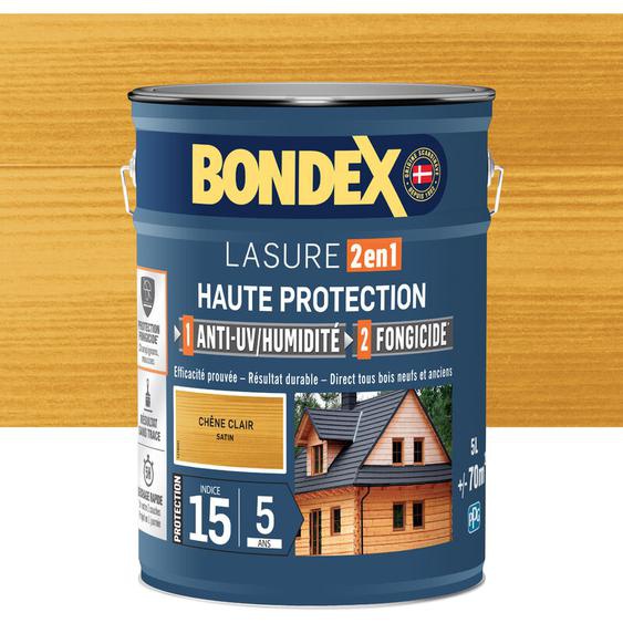 Lasure 2 en 1 Haute Protection - 5L - Chêne Clair Bondex