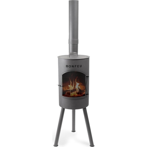 BonFeu - BonGiano SP (Ø 30 cm) - Acier - Cheminée de jardin - Poêle de terrasse - Cheminée - 30 x 30 x 135 cm - Noir