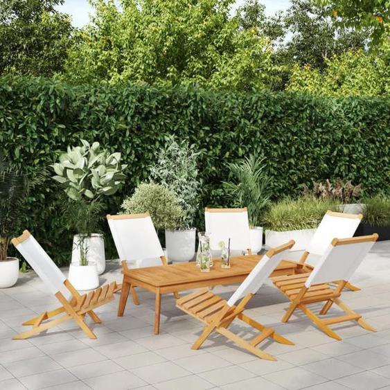 Bonne qualité - Chaises de jardin pliantes - lot de 6 - tissu et - bois massif41x72x68 cm - pour Cour Balcon DECO M1406508