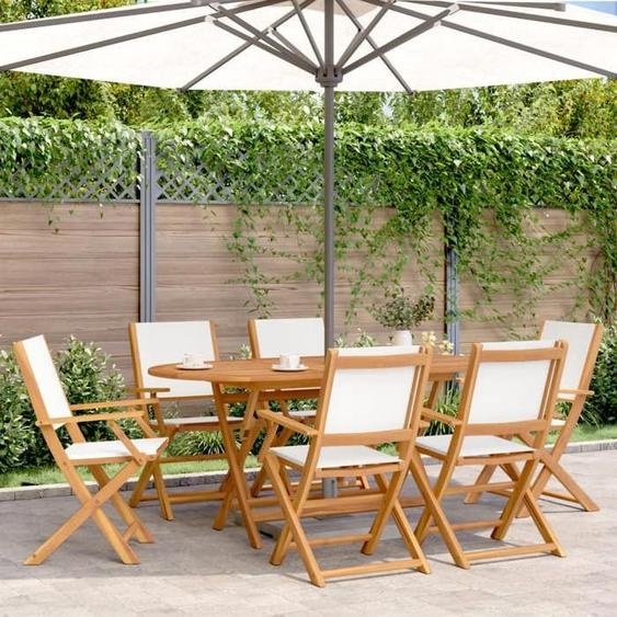 Bonne qualité - Chaises de jardin pliantes - lot de 6 - tissu et - bois massif54x58x91 cm - pour Cour Balcon DECO M1558931