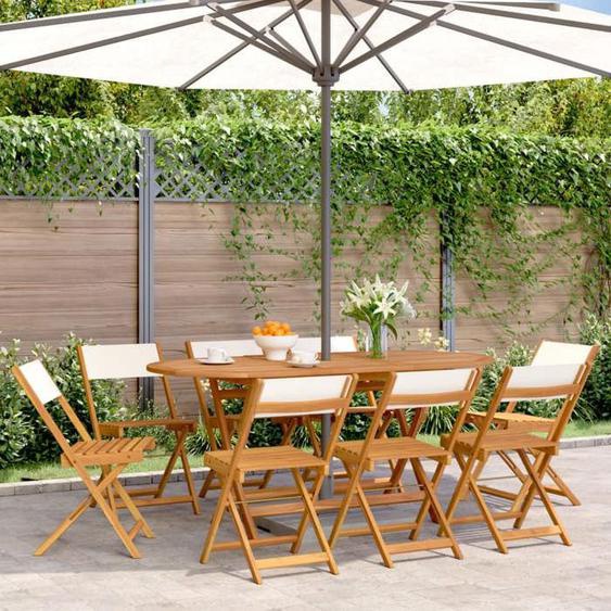 Bonne qualité - Chaises de jardin pliantes - lot de 8 - tissu et - bois massif41x525x80 cm - pour Cour Balcon DECO M5445025