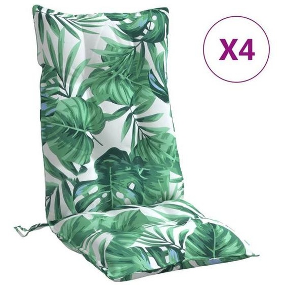 Bonne qualité - Coussins de chaise à dossier haut - Contemporain - Coussin Intérieur Extérieur - lot de 4 modèle de feuille -