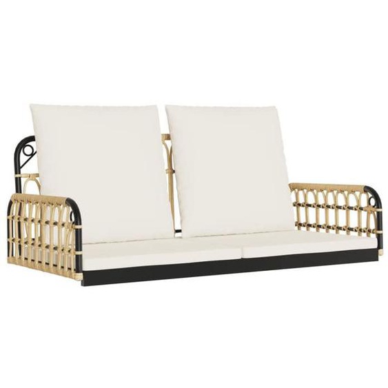 Bonne qualité - Meuble dextérieur/Chaise de jardin - BONNIE - Balancelle avec coussins - 105x58x38cm - résine tressée et acier