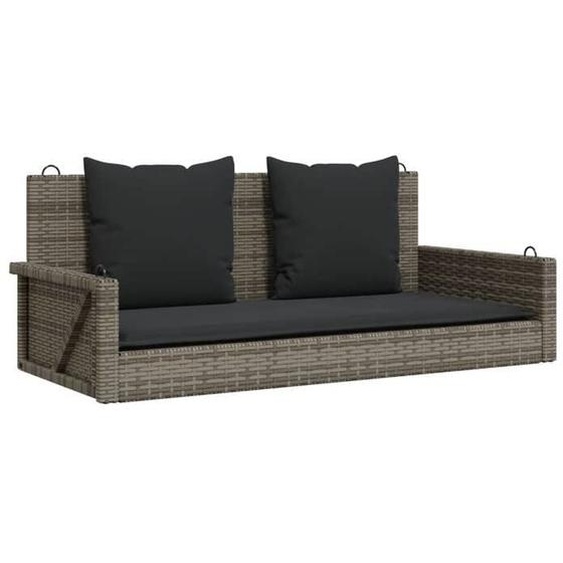 Bonne qualité - Meuble dextérieur/Chaise de jardin - BONNIE - Balancelle avec coussins - gris 119x56x48cm - résine tressée DECO