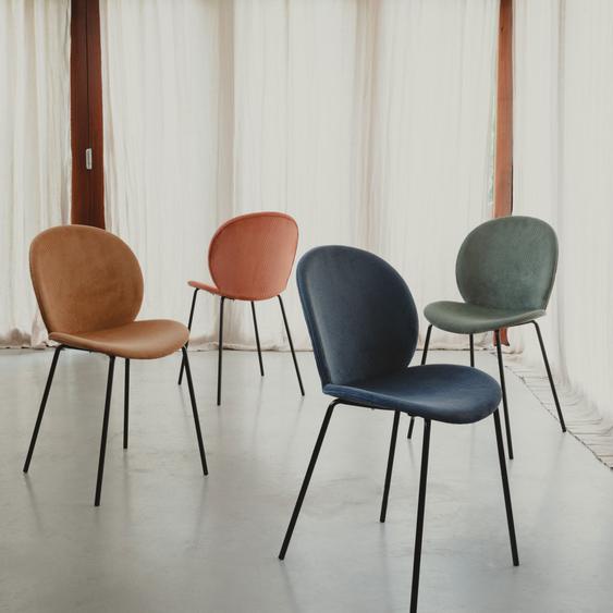 Bonnet - Lot de 2 chaises en velours côtelé et métal - Couleur - Ocre