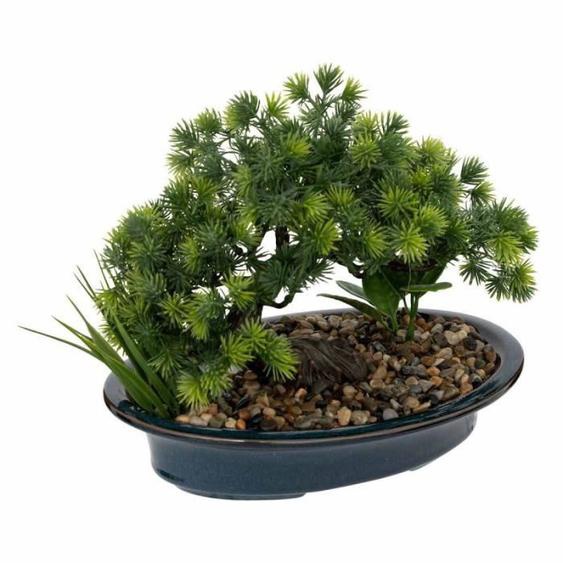 Bonsaï artificiel en céramique & galet H26cm bleu - Bleu - Atmosphera createur dinterieur