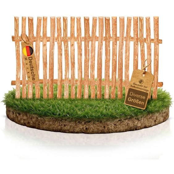 BOOGARDI Élément de clôture noisetier · 150 x 100cm (écart lattes 5-6cm) · Kit clôture à lattes en bois pour jardin, palissade bois 144 tailles
