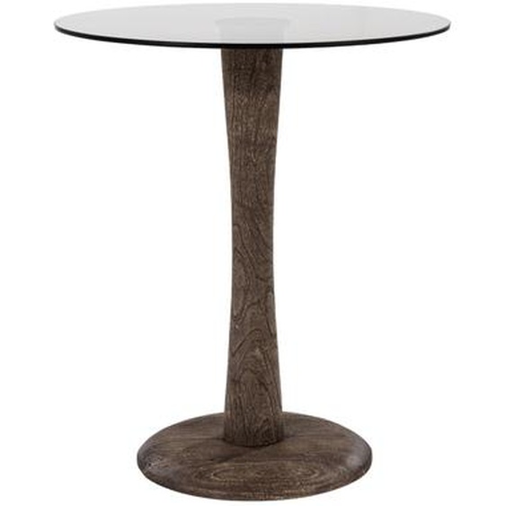 Boogie - Table dappoint ronde en verre et bois de manguier ø60cm - Couleur - Bois foncé