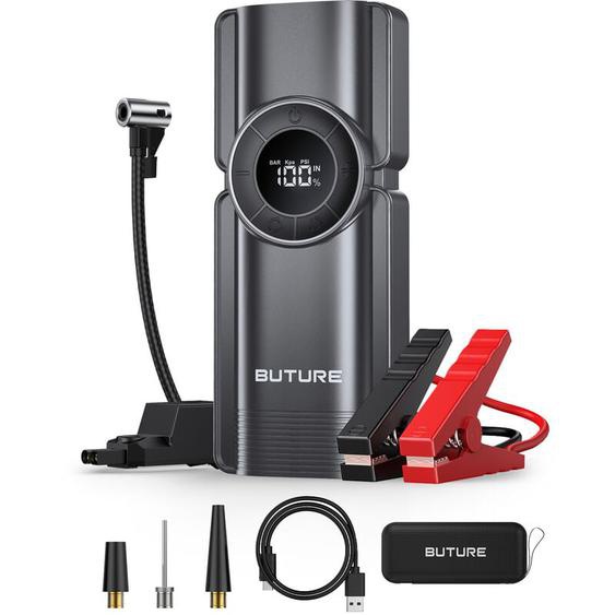 Booster Batterie 2500A 20000Mah Démarreurs De Batterie avec Compresseur (Jusquà 8l Essence Ou Diesel),avec Écran lcd, Compresseur dair Portable