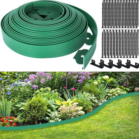 Ultrixe - Bordure de Jardin en Plastique 15 mètres avec 45 Piquets dancrage Bordurette de Pelouse Flexible Bordure de Gazon avec piquets Solides