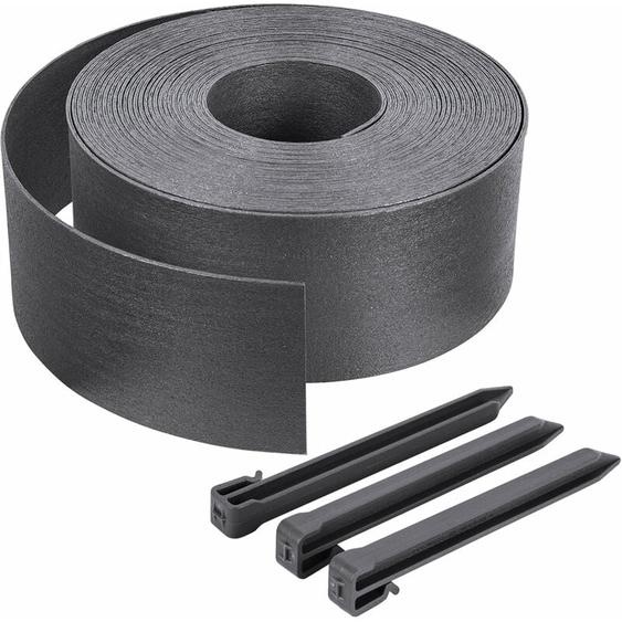 Vounot - Bordure de jardin haute flexible en pe 20m avec 12 piquets gris - hauteur 13cm - epaisseur 3mm