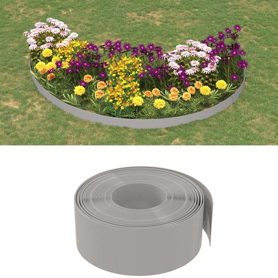 Bordures de jardin 2 pcs gris 10 m 20 cm polyéthylène