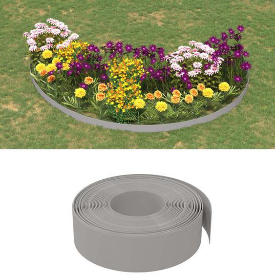 Bordures de jardin 3 pcs gris 10 m 15 cm polyéthylène