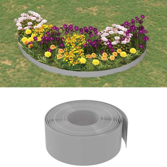 Bordures de jardin 4 pcs gris 10 m 20 cm polyéthylène