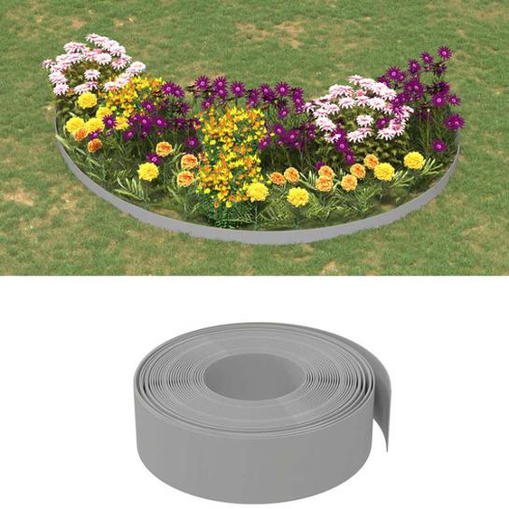 Bordures de jardin 5 pcs gris 10 m 15 cm polyéthylène