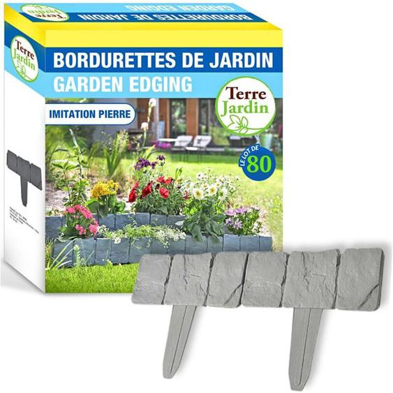 Bordures de jardin imitation pierre - lot de 80