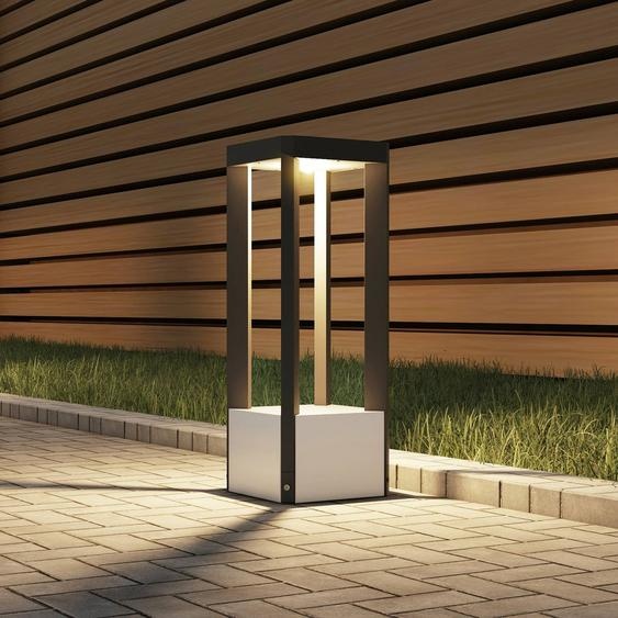 Borne extérieur LED Kalisa Lucande, gris, Aluminium, Moderne, Borne Eclairage Exterieur