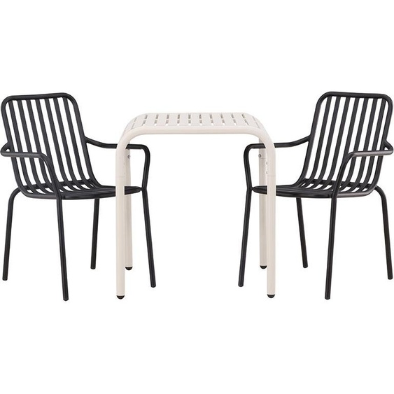 Borneo set de jardin table 70x70cm beige, 2 chaises noires.