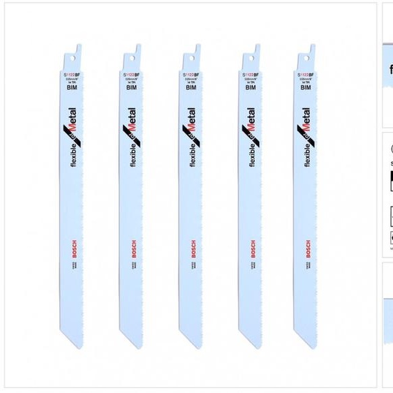 Bosch 5 Lames de scie sabre 225 mm Flexible for Metal S 1122 BF / S1122BF ( 2608656019 )