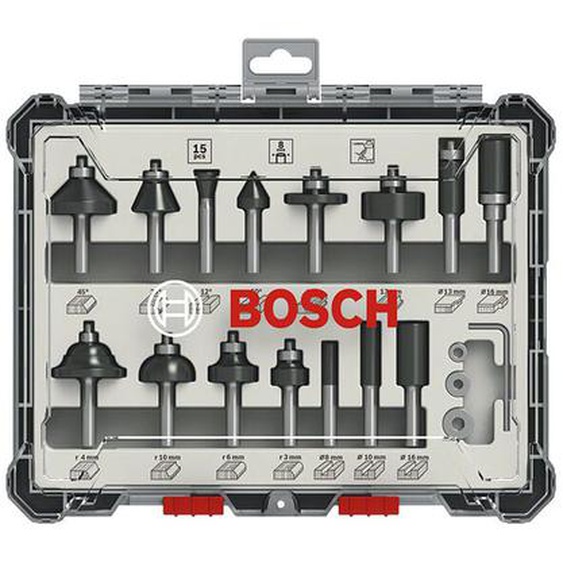 Bosch - Coffret de 15 fraises mixtes à queue de 6 mm 2607017471