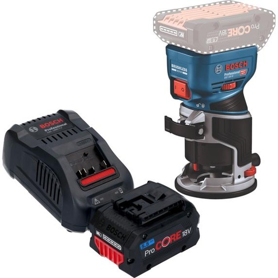 Bosch GKF 18V-8 Professional Affleureuse sans fil 18 V 8,0 mm Brushless + 1x batterie ProCORE 5,5 Ah + chargeur