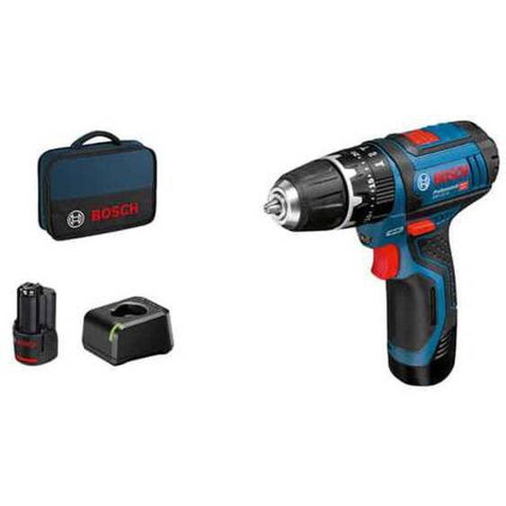 Perceuse visseuse à percussion gsb 12V-15 Bosch avec 2 batteries 12V 2.0Ah - chargeur - sacoche - 06019B690H