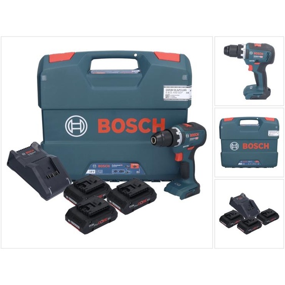 Bosch Perceuse-visseuse sans fil GSR 18V-55 Professional 18Volt bleu/noir 3x batterie Li-Ion (0615A5002P)