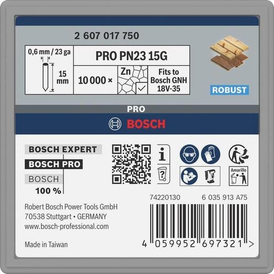 Bosch PRO PN23G Pin,0.65/23g,15mm,Vrz.,10