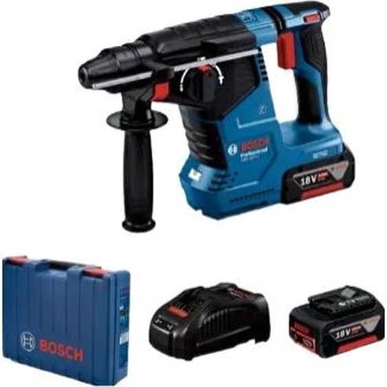 Bosch Professional GBH 187-LI - Marteau perforateur sans fil (18 V, 2 batteries de 5,0 Ah, chargeur, 2,4 J, diamètre de perçage dans le béton, 24 mm, coffret plastique)