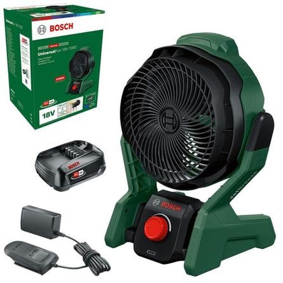 Bosch - Ventilateur sans fil UniversalFan 18V-1000 (1x batterie 2,0 Ah, système 18 v, débit dair: 1 000 m³/h, carton)