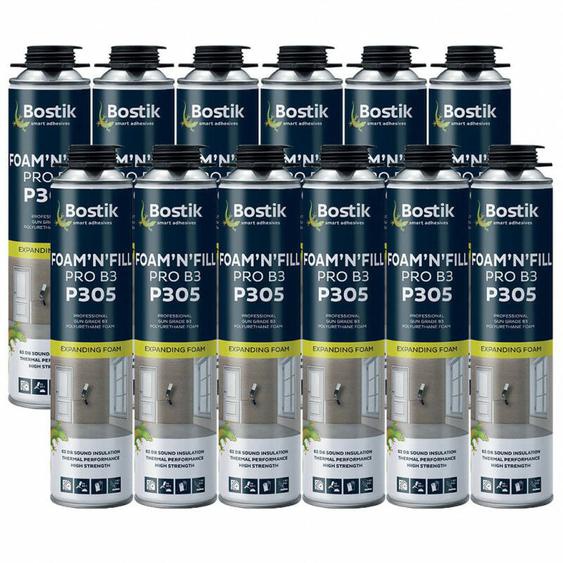 Bostik - Lot de 12 Mousses expansives pu pistolable P305 FoamnFill Pro B3 750ml