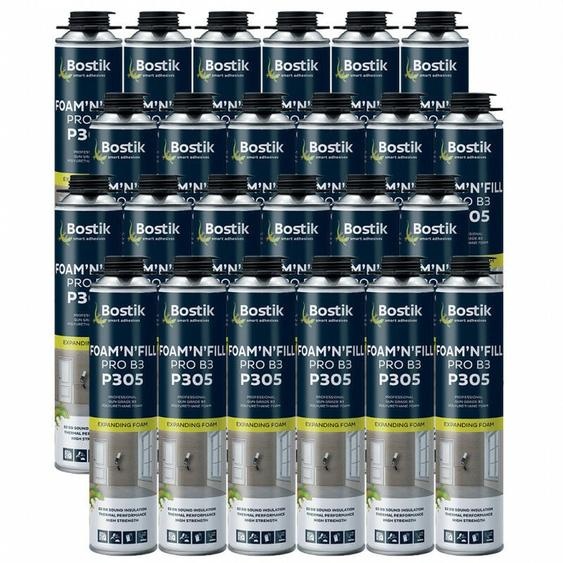Bostik - Lot de 24 Mousses expansives pu pistolable P305 FoamnFill Pro B3 750ml