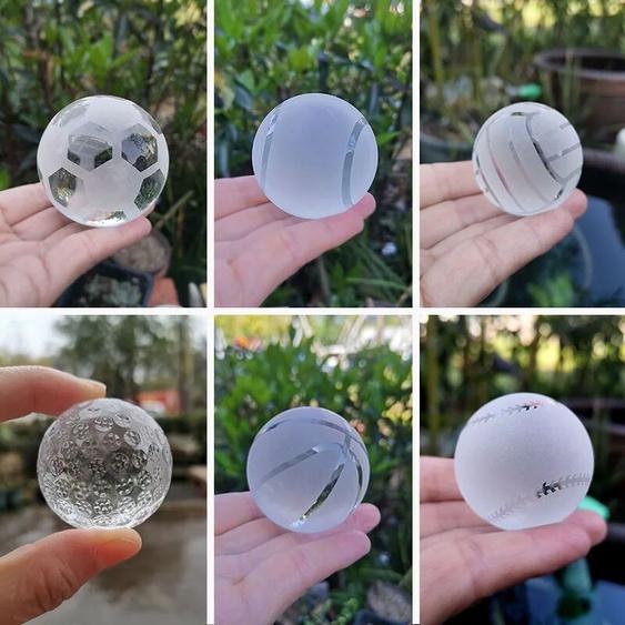 BOTG Figurine de balle de sport en cristal, sphère de verre, Football, Baseball, Tennis, basket-Ball, volley-Ball, balles de Golf, prisme, ornements, décoration de maison