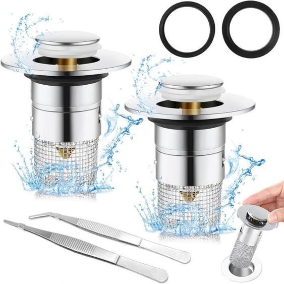 Bouchon de lavabo, 2 Pièces 34-40mm Bonde Lavabo, Pop Up Bouchon de Vidage UniverselApportez deux pince à épiler