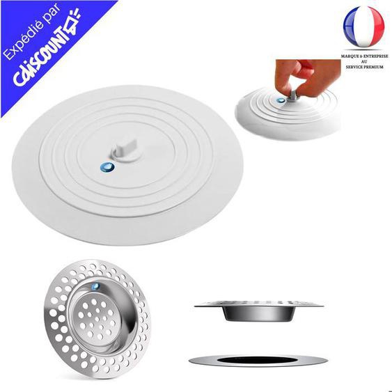 Bouchon pour Baignoire en Silicone | JaMoonLBV® Marque Française | Ø 15 cm | Évier & Douche + 3 Filtres INOX Ø 7 cm
