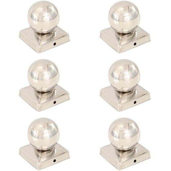Bouchons de poteau 6 pcs Globe final Acier inoxydable 101x101mm
