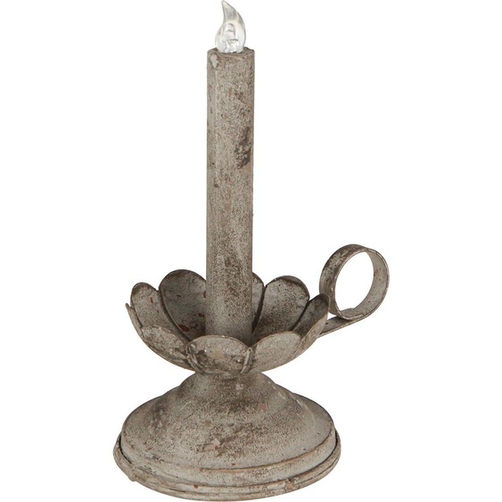 Bougeoir Antique Vintage avec bougie LED Métal Décoration Lumière chaude H22cm