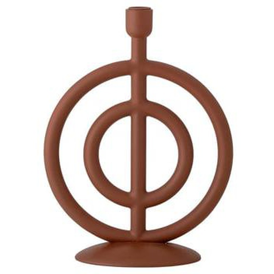 Bougeoir en polyrésine marron, chandelier, rond, style nordique - Bloomingville, Flikka - H33 cm