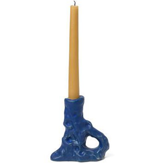 Bougeoir Dito céramique bleu / 6 x 11 x H 12 cm - Grès - Ferm Living